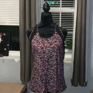 Lululemon Women's Black and Pink Patterned Top